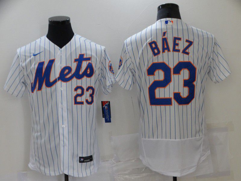 Cheap Men New York Mets 23 Baez White Elite 2021 Nike MLB Jersey